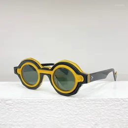 Lunettes de soleil Designer Niche ronde classique Style Punk Clip sur Sunnies mâle 2024 INS mode Patchwork noir acétate lunettes solaires