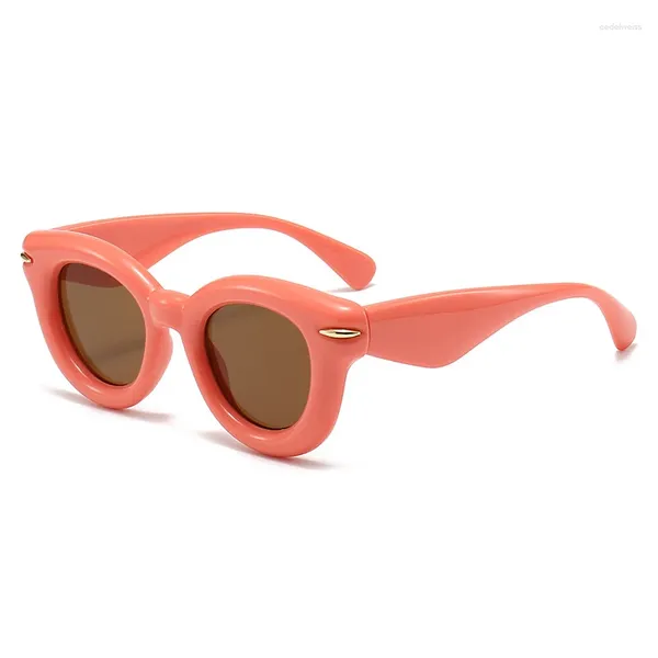 Gafas de sol Diseñador Remache Marco de burbuja Mujeres para hombres Moda Gafas de sol Vintage Punk Ladies Eyeglasses Pink Shades