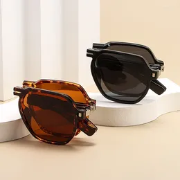 Zonnebril Designer Vierkante Vouw Gepolariseerde Vrouwen Voor Mannen Mannelijke Trendy Zonnebril Mode Vintage Punk Dames Shades