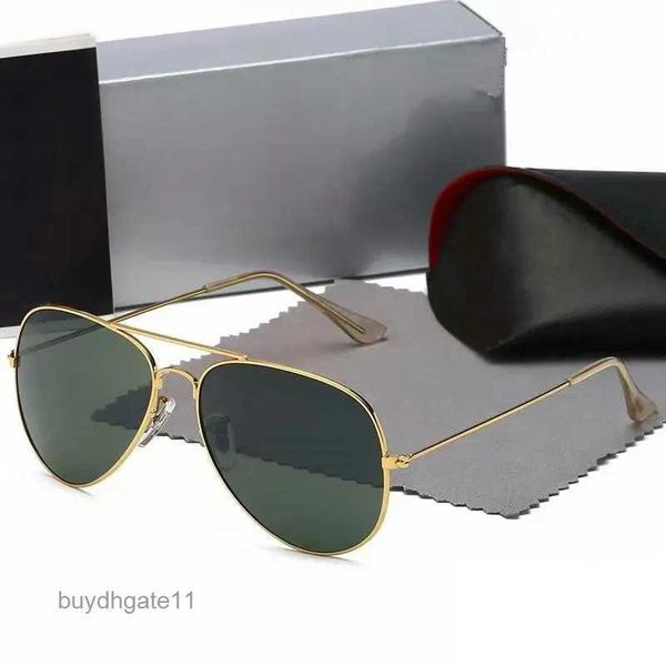 Gafas de sol Gafas de sol de diseño Ray Ban Hombres Aviadores de lujo Marco negro Para hombre Para mujer Sonnenbrille Gafas Lentes de metal Raybann W0o4