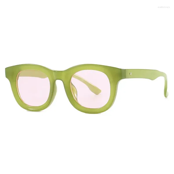 Diseñador de gafas de sol Mujeres cuadradas vintage para hombres 2024 Glasias solas tendencia punk Jelly Green Greesss UV400