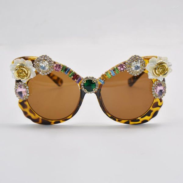 Lunettes de soleil Diamant Dames Marque Designer Cat Eye Party Lunettes Strass Saison Perle Décoration Lunettes Soleil