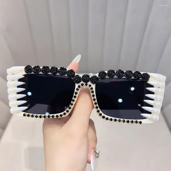 Gafas de sol con diamantes para hombre y mujer, anteojos de sol cuadrados Retro, de lujo, Y2K, para fiesta, estilo Vintage, Hip Hop, Punk, UV400, 2024