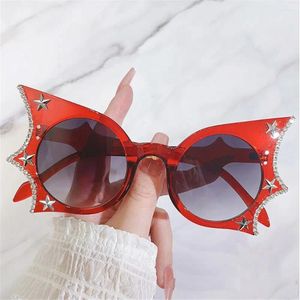 Gafas de sol Diamante Estrellas Decoración Mariposa Protección UV400 Forma de murciélago Gafas de sol Halloween Cosplay Gafas para mujeres