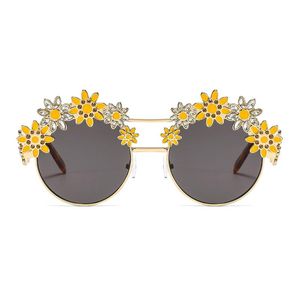 Zonnebril Diamond-Studded Color Big Round Frame Heren en Dames dezelfde stijl Grote zonnebloemplaat