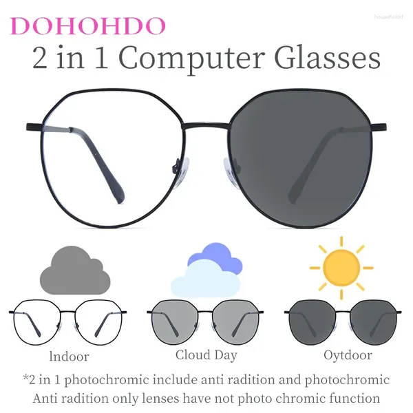 Gafas de sol DOHOHDO 2024 Classic Anti Blue Light Blocking Glasses Hombres Pochromic Anteojos Marcos Computadora Mujeres Gafas UV400