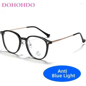 Lunettes de soleil DOHOHDO ANTI-BLUE MEN Men de verres ronds Femmes Fashion Rivets Rivets Horaire Optical Metal Crames Computer Phone Mobile Photgles UV