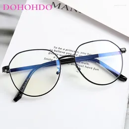 Lunettes de soleil DOHOHDO ANTI BLUE RAYS POLYGON FEMMES FEMMES FEUX 2024 Fashion Metal Frame Men Eyewear Retro Flat Mirror Computer Goggles