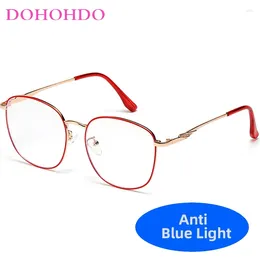 Lunettes de soleil DOHOHDO Luxe Rétro Miroir Hommes Lunettes Cadre Marque Designer Anti Bleu Lumière Lunettes Mince Métal Artistique Femmes Lunettes