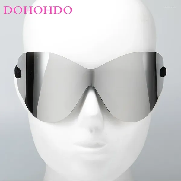 Lunettes de soleil Dohodo rétro surdimensionné corde d'attache pour femmes hommes marque Designe une pièce sans monture Punk Sport lunettes UV400 lunettes de soleil