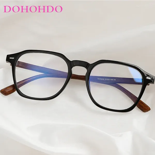 Lunettes de soleil DOHOHDO Carré Anti-lumière bleue Lunettes Femmes Casual Lentille Transparente Cadre En Bois Lunettes Lunettes Hommes Plaine UV400