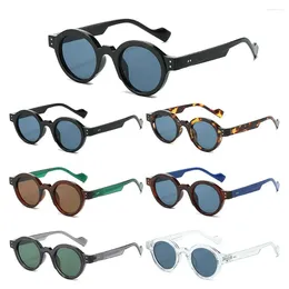 Lunettes de soleil Double couleur Round Rivets Rivets Decoration UV400 Retro Sun Sunes Clear Lens Y2K for Women Men