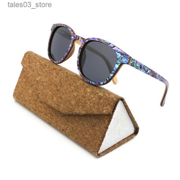 Gafas de sol Dropshipping Polarizadas Abulón Shell Gafas de sol Mujeres Marco cuadrado Borde Chapa de madera Gafas de sol de madera personalizadas Q231120