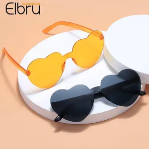 Lunettes de soleil Elbru Femmes mignons en forme d'amour Couleur de mariage Couleur Cleart Cleart Lens engendré les lunettes de soleil