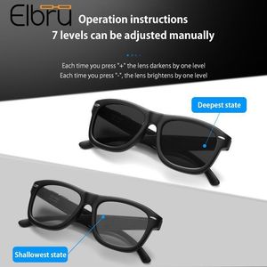 Lunettes de soleil Elbru Mode Hommes LCD Lentille polarisée Changement de couleur intelligent Réglable 7 lentilles Lunettes de soleil Tendance pour femmes UV400 230627