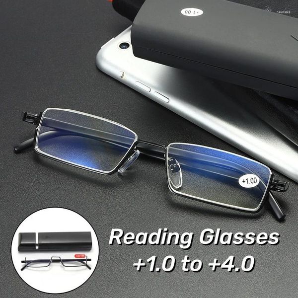 Gafas de sol Ancianos Medio marco Gafas de presbicia Metal Anti-Luz azul Lectura TR90 No deformado Alta definición Vista lejana
