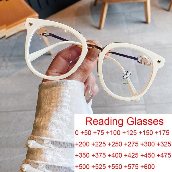 Lunettes de soleil élégants blancs surdimensionnés rond de lunettes de lecture fashion grande lentille claire presbyte des lunettes TR90 BLUE LUMIÈRE 2022