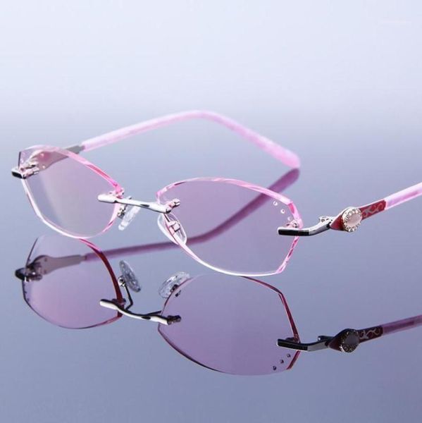 Lunettes de soleil Femmes Élégantes Lunettes de lecture sans montée en ramiement pour les lunettes roses Hyperopia sans cadre pour lire Optic Presbyopic EY7043177
