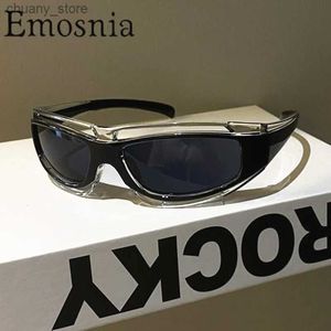 Zonnebrillen Emosnia 2000s Aesthetic Punk Sunglasses Men Women Mode brillen Y2K Cool Future Technology Trend Goggles Bicycle Cycling Glass Y240416