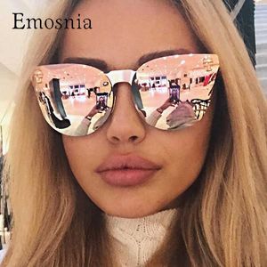 Zonnebrillen Emosnia roze zonnebril Rose Gold Skull Oversized zonnebril dames merkontwerper Big frame zonnebril voor vrouwelijke dames brillen eyewearj230301