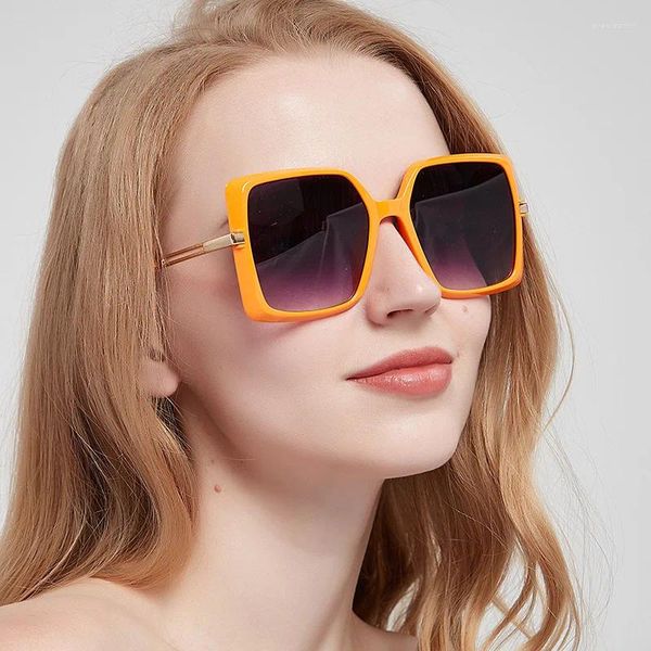Lunettes de soleil Style européen américain lunettes de soleil femme forme carrée grand cadre hommes femmes lunettes de soleil Protection UV à la mode