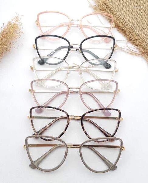 Gafas de sol europeas y americanas espejo óptico moda mujer Retro plana Anti luz azul gafas de ojo de gato