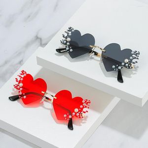 Zonnebril Europese stijl Gepersonaliseerde DIY Diamond-studded bril Fashion Love Pearl Female Design