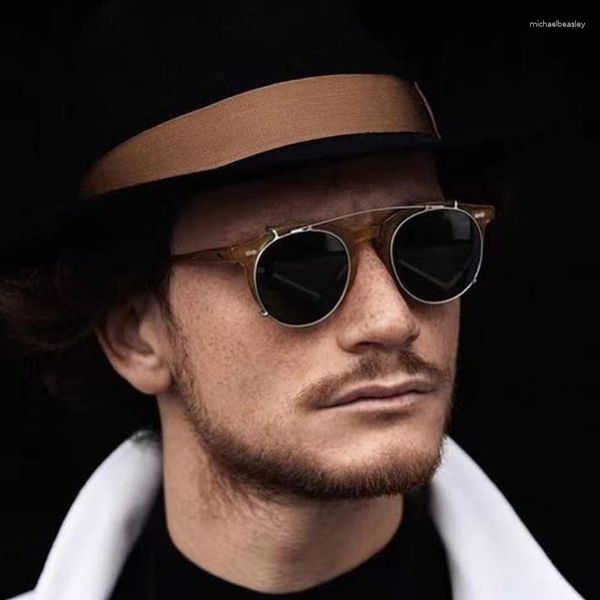 Gafas de sol EVOVE Hombres STEAMPUNK Mujeres Polarizadas Gafas solares -150 200 250 300 Doble lente Fit sobre el marco de los anteojos masculinos