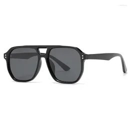 Gafas de sol Evove TR90 polarizadas hombres mujeres transparente gris negro gafas de sol de gran tamaño para hombre plano superior doble puente aviación