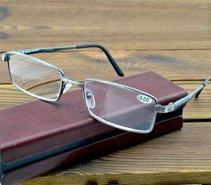 Zonnebril Executive Office-stijl Volledige rand Al-mg-legering Leesbril voor mannen met PU-hoes 0,75 1 1,25 1,5 1,75 2 2,5 2,75 tot 4