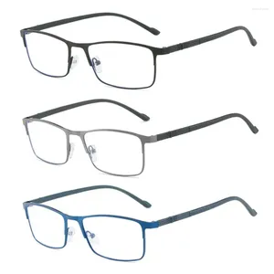 Lunettes de soleil Protection des yeux Anti-lumière bleue, lunettes de lecture ultralégères, carrées d'affaires, blocage des rayons bleus en métal