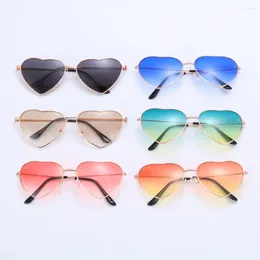 Gafas de sol fantasía gafas al aire libre lentes océano lentes en forma de corazón de lentes de sol gradiente de metal