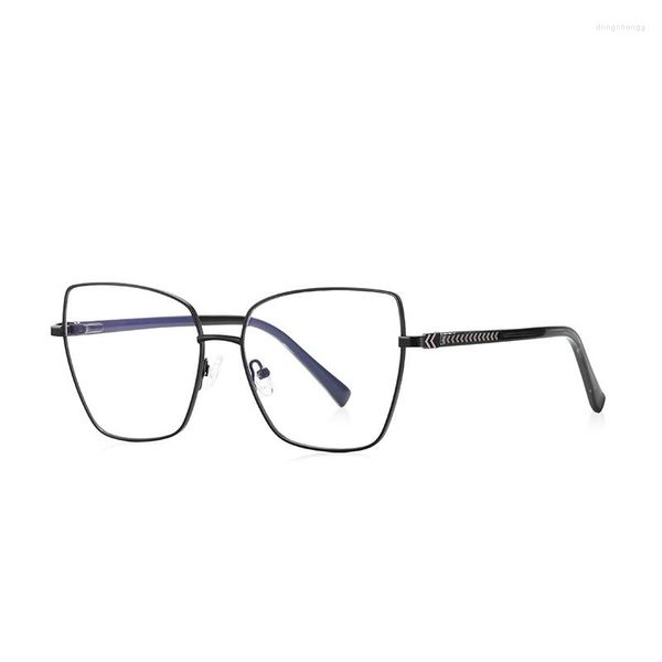 Gafas de sol de moda Anti luz azul gafas de lectura de ordenador mujeres marco grande ojo de gato gafas de Metal gota
