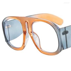 Lunettes de soleil mode anti-lumière bleue lunettes unisexe patchwork lunettes surdimensionnées cadre lunettes personnalité lentille claire lunettesSun325c