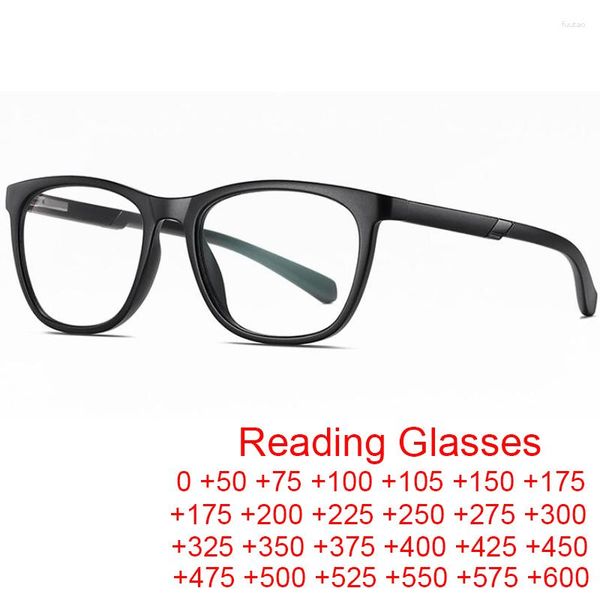 Gafas de sol Moda Anti-Blue Light Gafas de lectura Hombres UltraLight Protección ocular Lectores Gafas TR90 Matte Black Square Eyeglasses Frames
