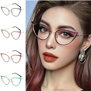 Lunettes de soleil Fashion Baking Paint Spectacles Hollow Design Eyewear Alloy Frame Googles Femmes Cat Eyeglass