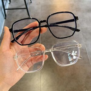 Zonnebrillen mode grote vierkante anti -blauw lichtglazen metaal zwart frame computer oogproductie gewoon bril dames klassieke bril