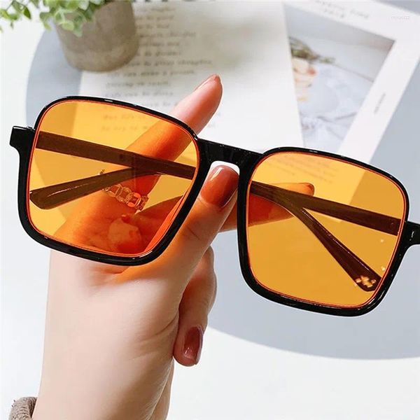 Gafas de sol Fashion Big Square for Women Men diseñador de marca vintage Punk Sun Glasses Clear Lens Mirror Sevasis uv400