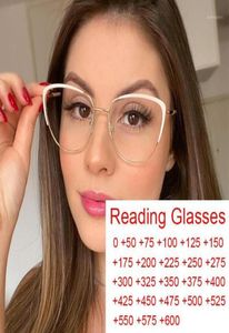 Lunettes de soleil Fashion Cat Eye anti-bleu Lunes de lecture Femmes Femmes Luxury Designer Metal Eyeglass Glare Presbyopic Computer Eyewea9535551