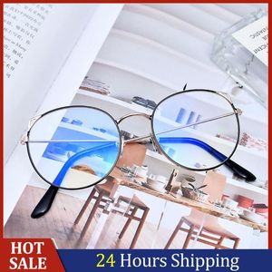 Zonnebril Mode Cat Eye Anti Blauw Licht Bril Vrouwen Mannen Brillen Optische Spektakel Metalen Computer Frame Ronde Eyewear