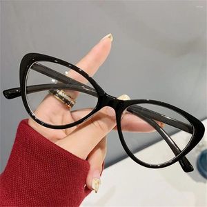 Zonnebril Mode Cat Eye Brillen Dames Groot frame Zwart Anti-UV Blauwe Stralen Bril Luipaard Computerbril Rond