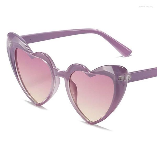 Gafas de sol de moda de ojo de gato para mujer, gafas de sol con personalidad de diseñador de marca, gafas de sol femeninas Vintage con corazón, espejo de Color gelatina