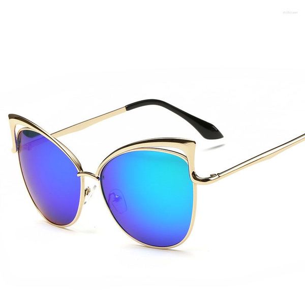 Gafas de sol Moda Ojos de gato Anteojos Mujeres Lentes de espejo Gafas de mujer Regalo del día de San Valentín 9 colores Gafas de sol para hombres