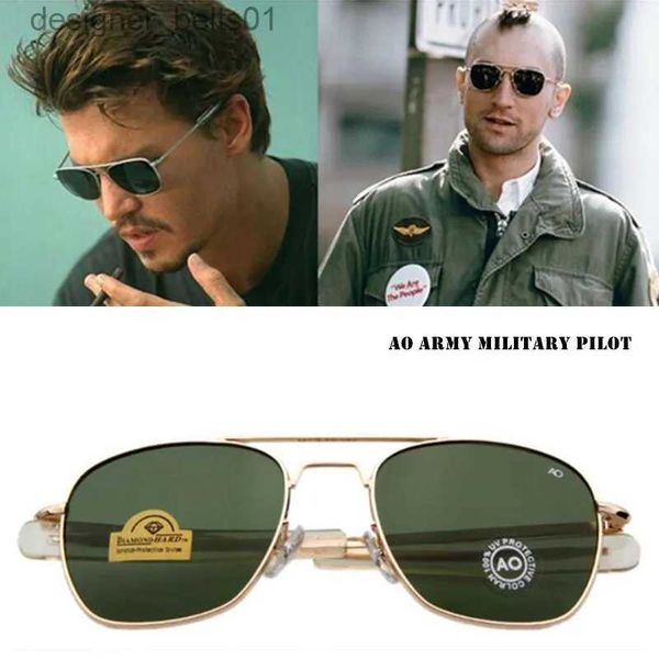 Gafas de sol Moda Clásica Aviación Gafas de sol Hombres AO Gafas de sol para hombre Ejército americano Lente de vidrio óptico militar OculosL231218