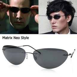 Gafas de sol Moda Cool The Matrix Neo Style Rimless Polarized Mujeres Hombres 2024 Ultralight Driving Shades Y2k Steampun Oculos