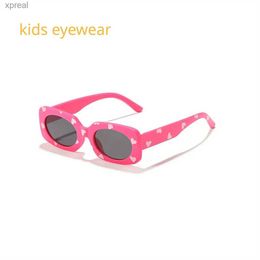 Zonnebrillen mode schattige hartvormige zonnebril met mooie print voor kinderen zonnebrillen kinderen rechthoek brillen bril tinten meisjes uv400 wx