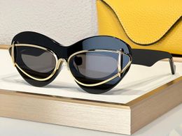 Zonnebril Modeontwerper 40119 zonnebril voor dames acetaat metalen dubbel frame cat eye bril zomer avantgarde persoonlijkheid stijl top quT0MH