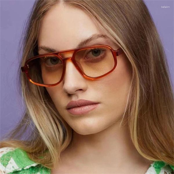 Lunettes de soleil mode double ponts œil de chat femmes rétro léopard dégradé nuances UV400 hommes tendance lunettes de soleil