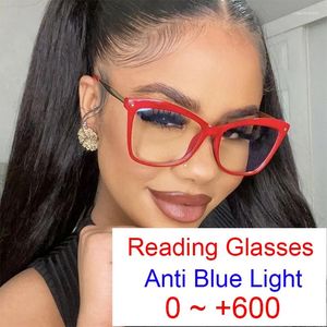 Zonnebril Mode Elegante Rode Cat Eye Leesbril Vrouwen Klein Frame Rijst Nagel Anti Blauw Licht Computer Optische Brillen