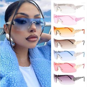 Lunettes de soleil mode lunettes sans monture 2000'S nuances Y2K lunettes de soleil enveloppantes pour hommes femmes